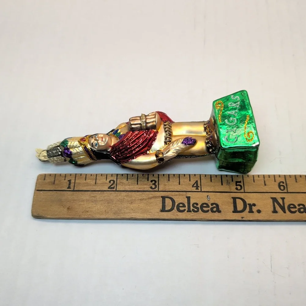 Old World Christmas Glass Ornaments Cigar Store Indian & Sailor Bear Lot of 2